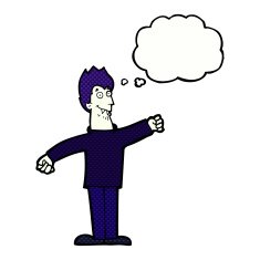 cartoon happy vampire with thought bubble N40