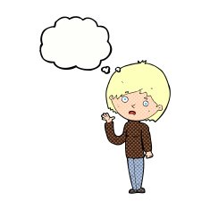 cartoon worried woman with thought bubble N72