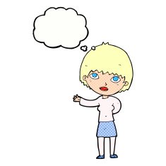 cartoon woman explaining with thought bubble N48