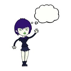cartoon vampire girl with thought bubble N208