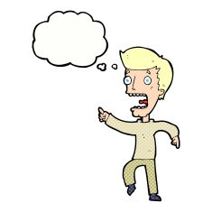 cartoon terrified man with thought bubble N206