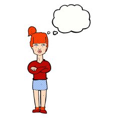 Cartoon Annoyed Woman With Thought Bubble N170