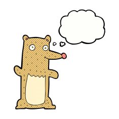 funny cartoon bear with thought bubble N37