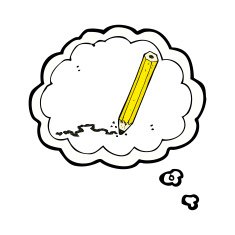 cartoon pencil with thought bubble N4