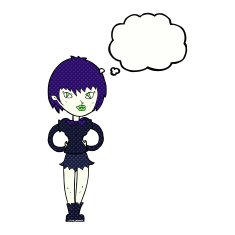 cartoon pretty vampire girl with thought bubble N30