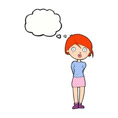 cartoon surprised girl with thought bubble N19