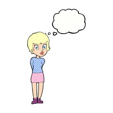 cartoon pretty woman with thought bubble N251