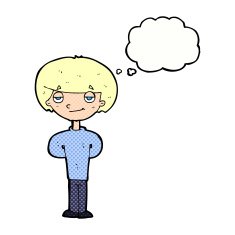 cartoon happy man with thought bubble N430