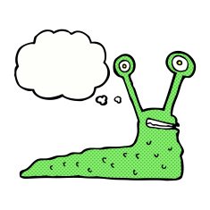 cartoon slug with thought bubble N15