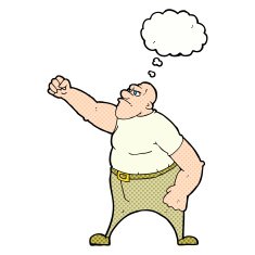 cartoon angry man with thought bubble N83