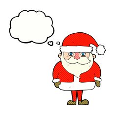 cartoon santa claus with thought bubble N179