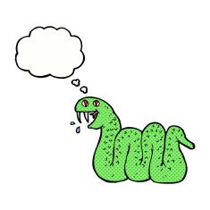 cartoon snake with thought bubble N58