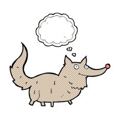cartoon little wolf with thought bubble N21