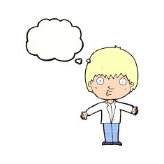 cartoon amazed boy with thought bubble N20