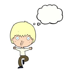 cartoon excited boy with thought bubble N139
