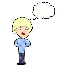 cartoon happy man with thought bubble N433