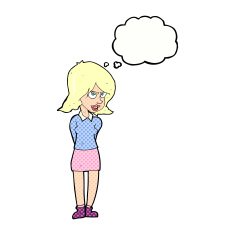 Cartoon Annoyed Woman With Thought Bubble N172