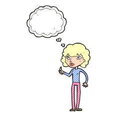 cartoon woman giving thumbs up symbol with thought bubble N64