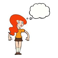cartoon pretty woman with thought bubble N253