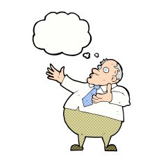 cartoon exasperated middle aged man with thought bubble N10