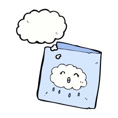 cartoon card with cloud pattern thought bubble N2