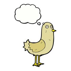 cartoon bird with thought bubble N255