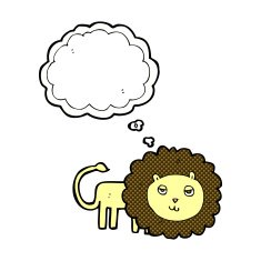 cartoon lion with thought bubble N17