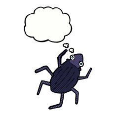 cartoon bug with thought bubble N35