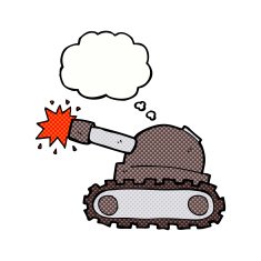 cartoon tank with thought bubble N2