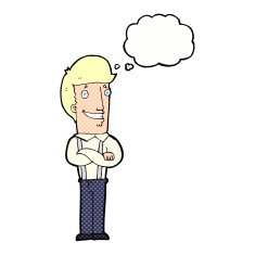 cartoon proud man with thought bubble N28