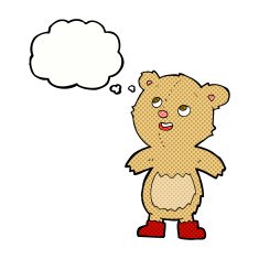 cartoon teddy bear with thought bubble N89