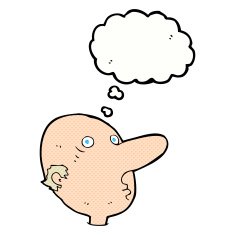 cartoon balding man with thought bubble N20