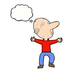 cartoon worried middle aged man with thought bubble N10