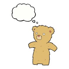 cartoon teddy bear with thought bubble N90