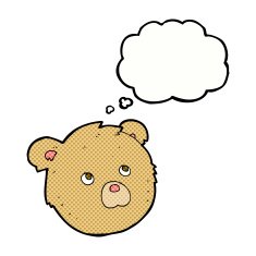 cartoon teddy bear face with thought bubble N14