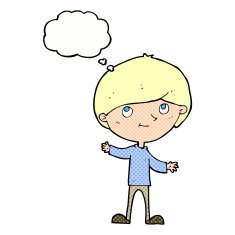 cartoon happy boy with thought bubble N216