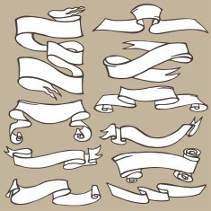 Old ribbon banner set Hand drawing retro Graphic N2