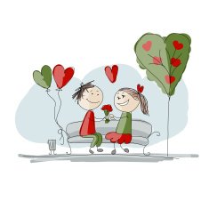 Couple in love kissing valentine sketch for your design