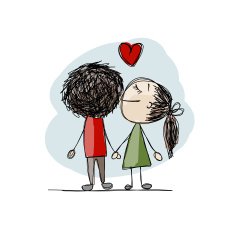 Couple in love kissing valentine sketch for your design N3