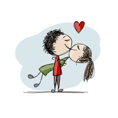 Couple in love kissing valentine sketch for your design N4