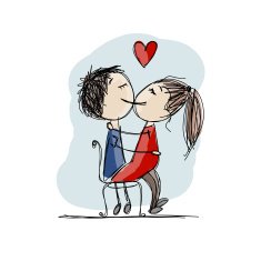 Couple in love kissing valentine sketch for your design N5