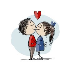 Couple in love kissing valentine sketch for your design N6