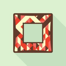 Vintage photo frame with colorful triangles and squares