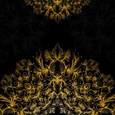 Banner on black background with flowers N5