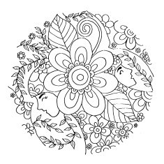 Girls with Flower Doodle Vector