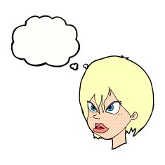 Cartoon Annoyed Woman With Thought Bubble N173