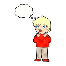 cartoon worried person with thought bubble N9