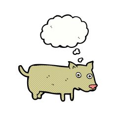 cartoon little dog with thought bubble N18