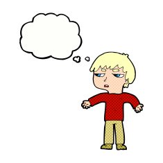 cartoon annoyed boy with thought bubble N38