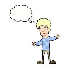 cartoon worried man with thought bubble N88